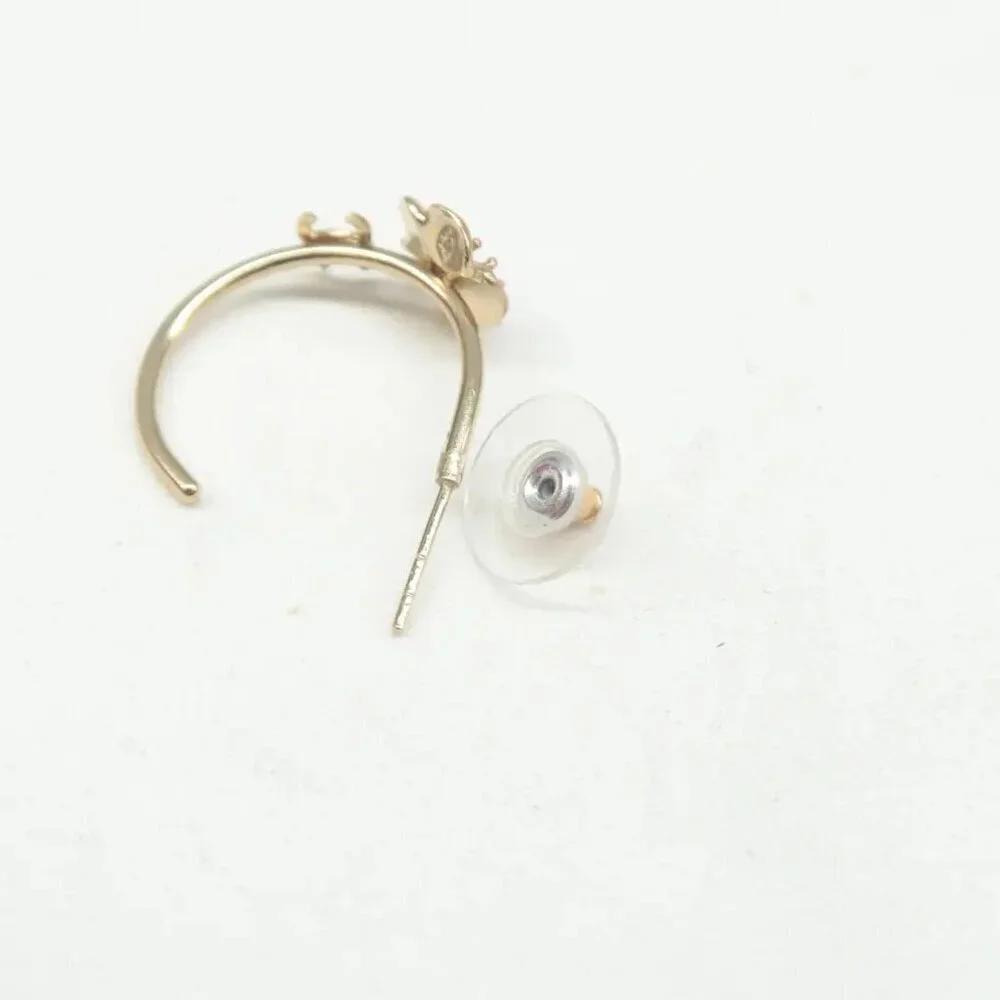 100% Authentic Chanel Flower CC Gold Metal Earrings 605-092924